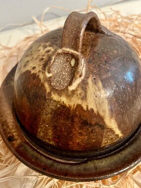 Studio Pottery Domed Butter Cheese Dish Earthenware Glaze